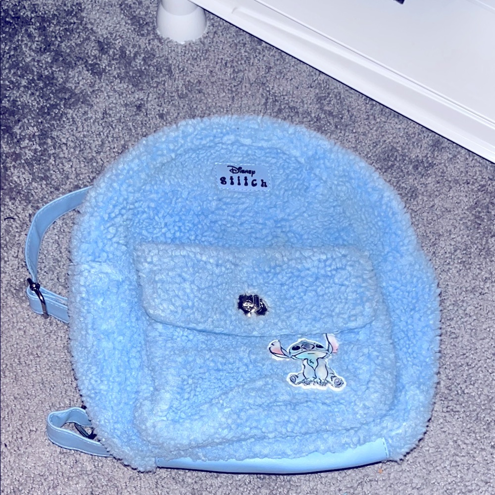 Disney Stitch Blue Furry Backpack